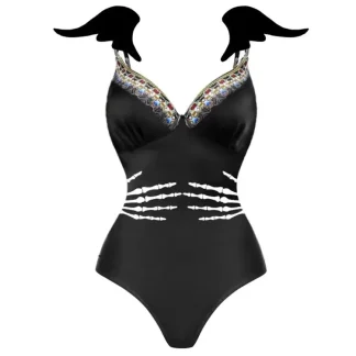Halloween Skeleton Wings Swimsuit