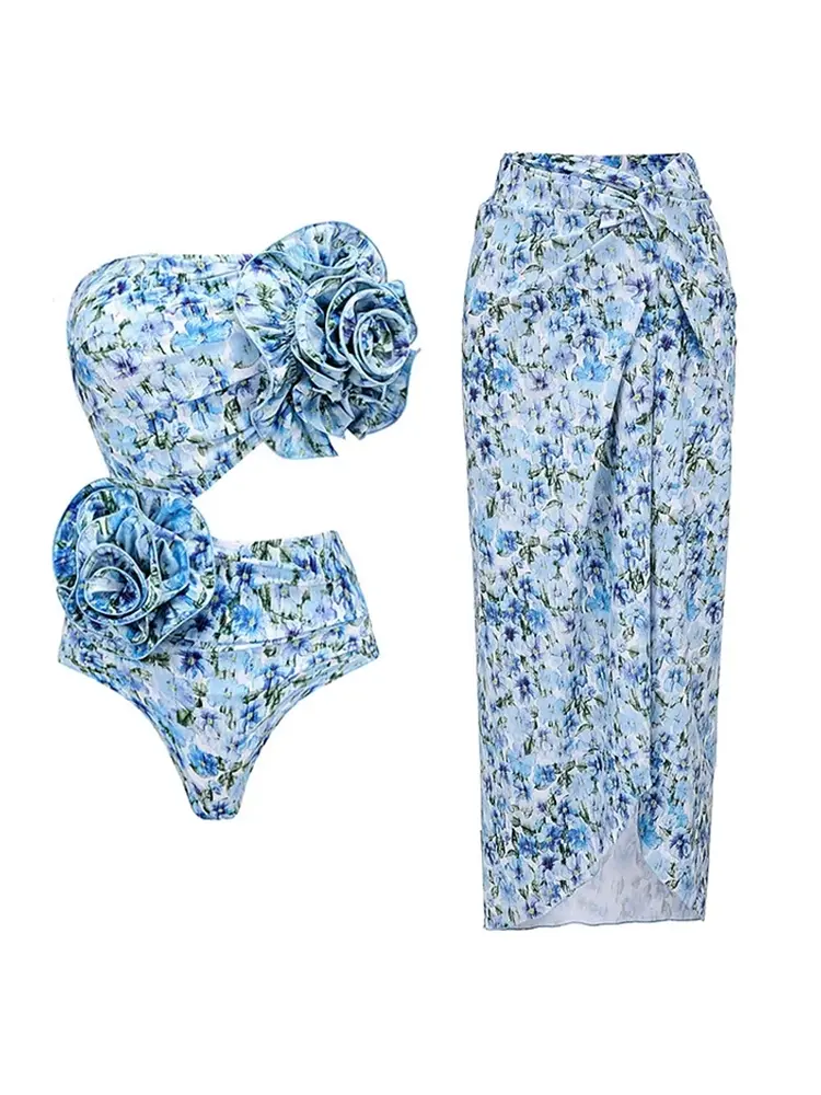 Halter Floral Strapless One-Piece Set - Image 5
