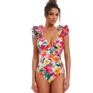 Floral Backless Swimsuit Beach Vacation Set
