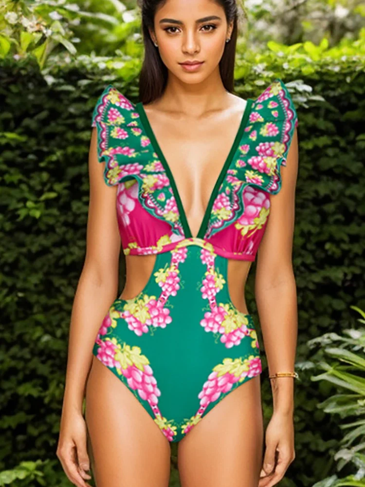 Ruffle Cutout One-Piece Short skirt Set - Image 3