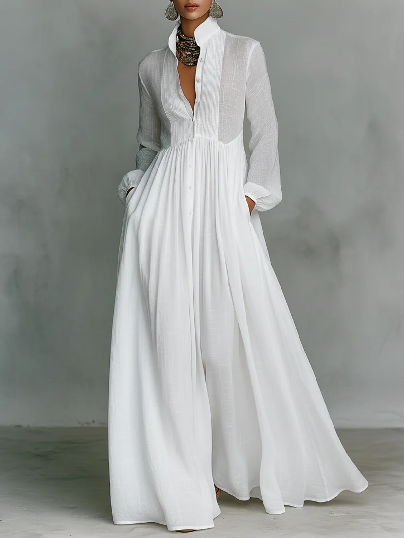 Terra - Maxi Vestido de Linho com Estampa Patchwork - Image 2
