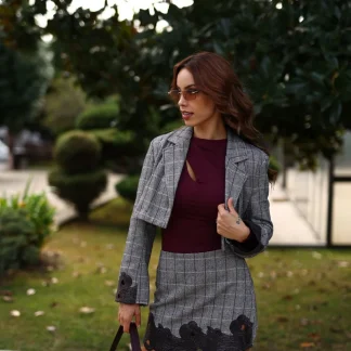 Blazer Xadrez com bordado