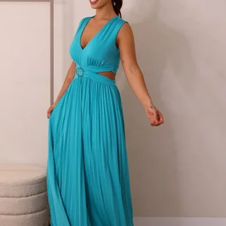 Vestido Plissado com aberturas laterais