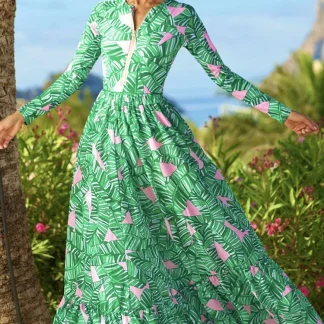 Green Zip-Up Floral Surf Set