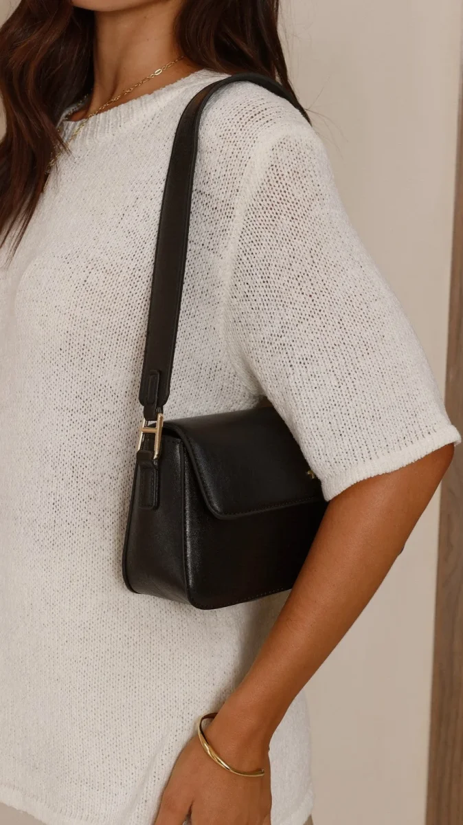 Jocelyn Shoulder Bag - Black PU - Image 3