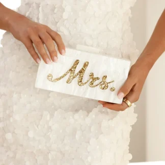 Clutch Sra. Pearla - Branco e Dourado