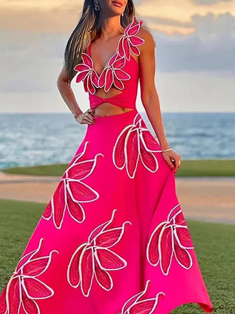 Petal Decor Fluorescent One Piece Swimsuit Set - Image 4