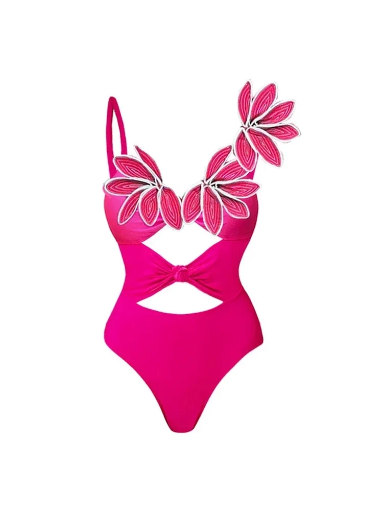 Petal Decor Fluorescent One Piece Swimsuit Set - Image 6