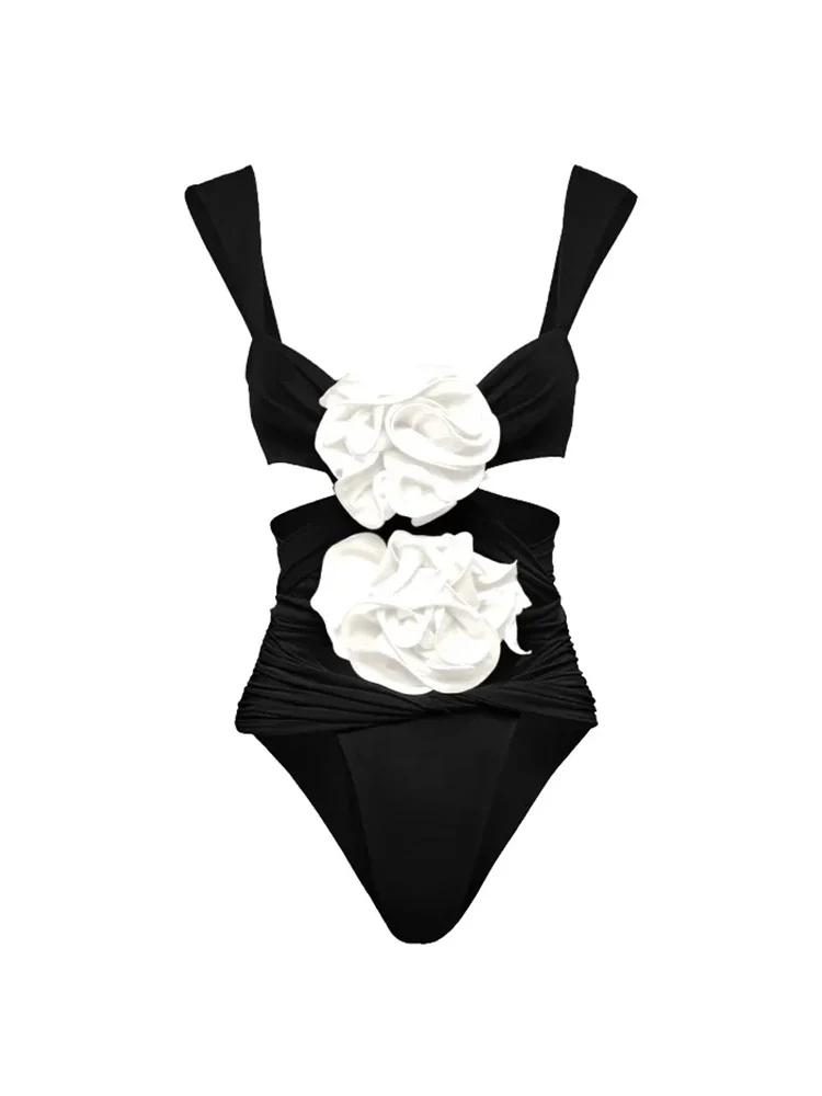 3D Floral Black Swimsuit Set - Image 5