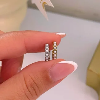 Mini argolinhas com pérolas em aço inoxidável | 2 cores