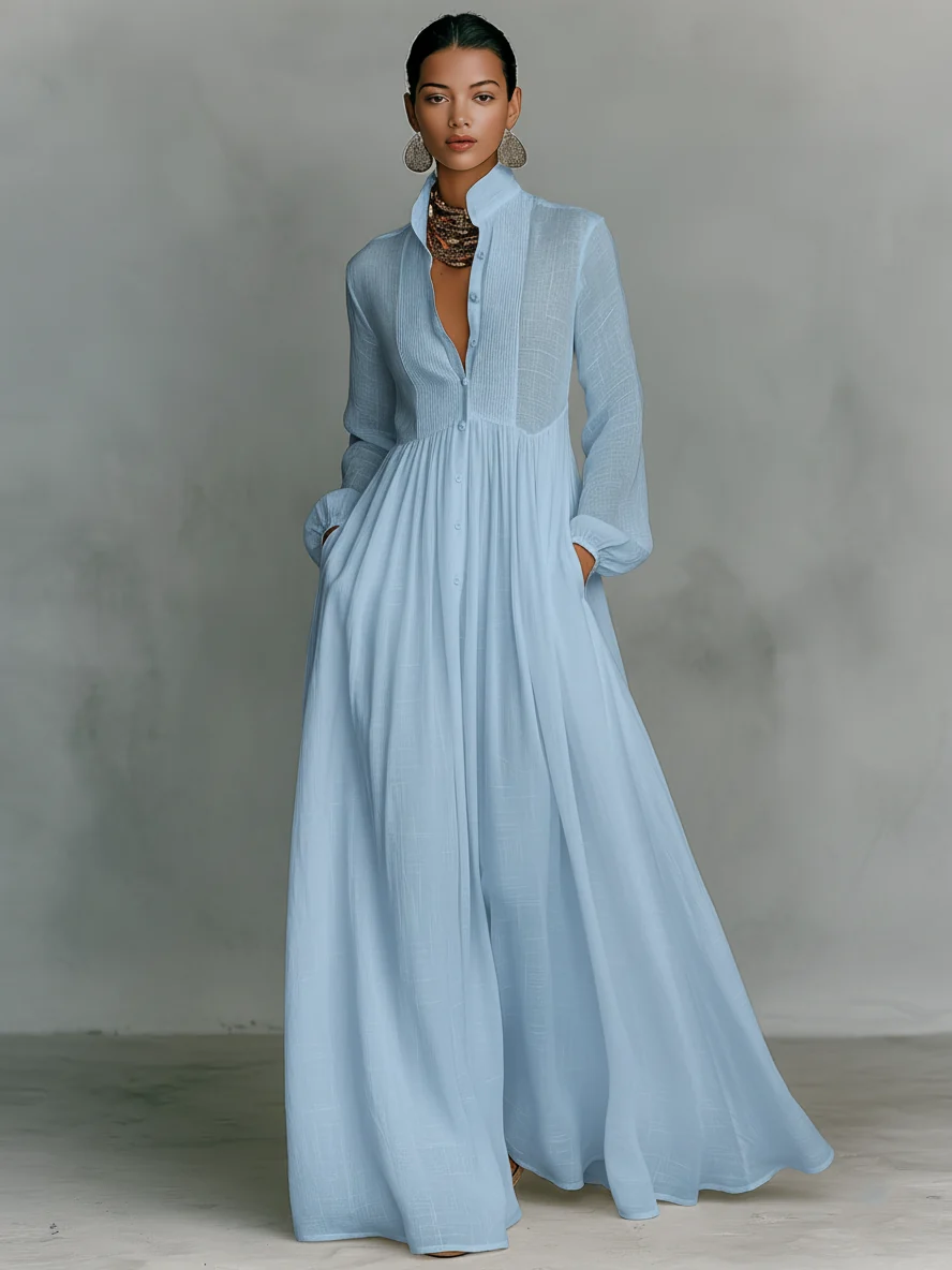 Terra - Maxi Vestido de Linho com Estampa Patchwork - Image 6