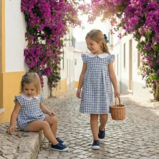 Blue Gingham Dress with collar