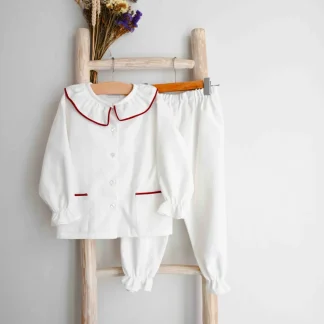 Pijama Clássico com gola de folho para menina