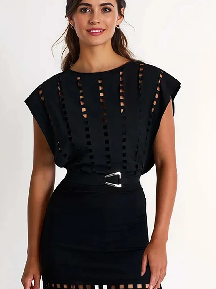 Sexy Cutout Swimsuit with Mini Skirt Set - Image 6