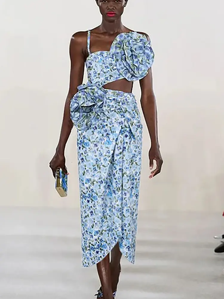 Halter Floral Strapless One-Piece Set - Image 2