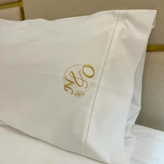 Jogo de Cama Completo Personalizado com Bordado com Monograma e Duas Iniciais (EXCLUSIVO)