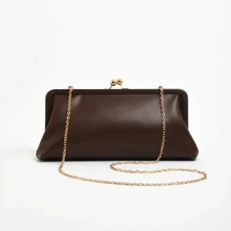 Chocolate Rectangular Mole Clutch with Clip