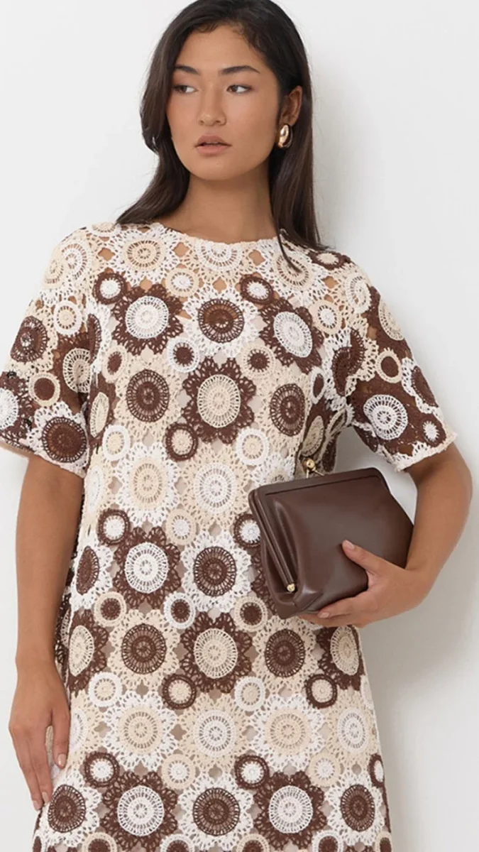 Chocolate Rectangular Mole Clutch with Clip - Image 3