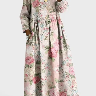 Luísa | Vestido em Denim com Gola Floral