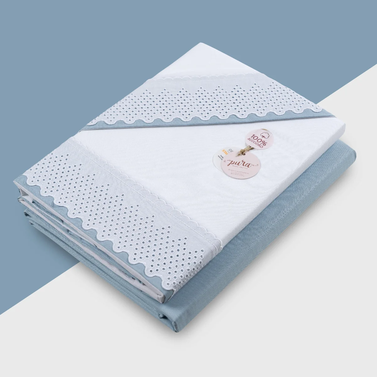 Jogo de Cama Completo - 100% Algodão DÁLIA – Inclui Fronhas 50x70 | Fabricado em Portugal - Image 4