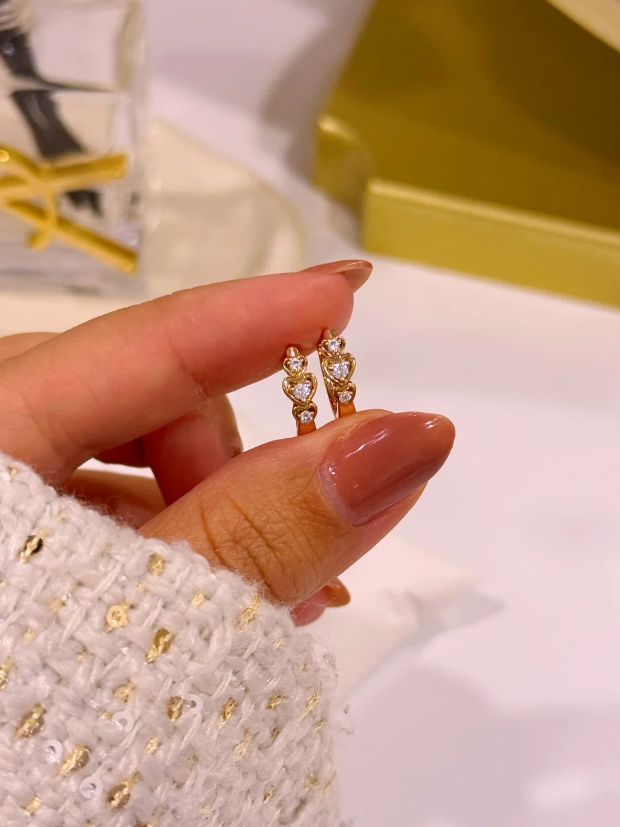 Argolinhas de 3 corações com brilhante ao centro | Rose Gold - Image 2