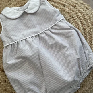 Striped Romper with Collar