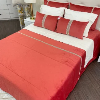 Edredon EXCLUSIVO em veludo com relevo e brilhantes com duas fronhas de almofadas