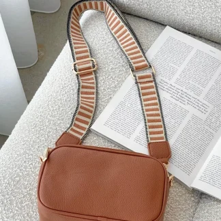 Bella Tan Stripe Strap Camera Bag