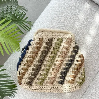 Eadie Multi/Natural Crochet Clutch