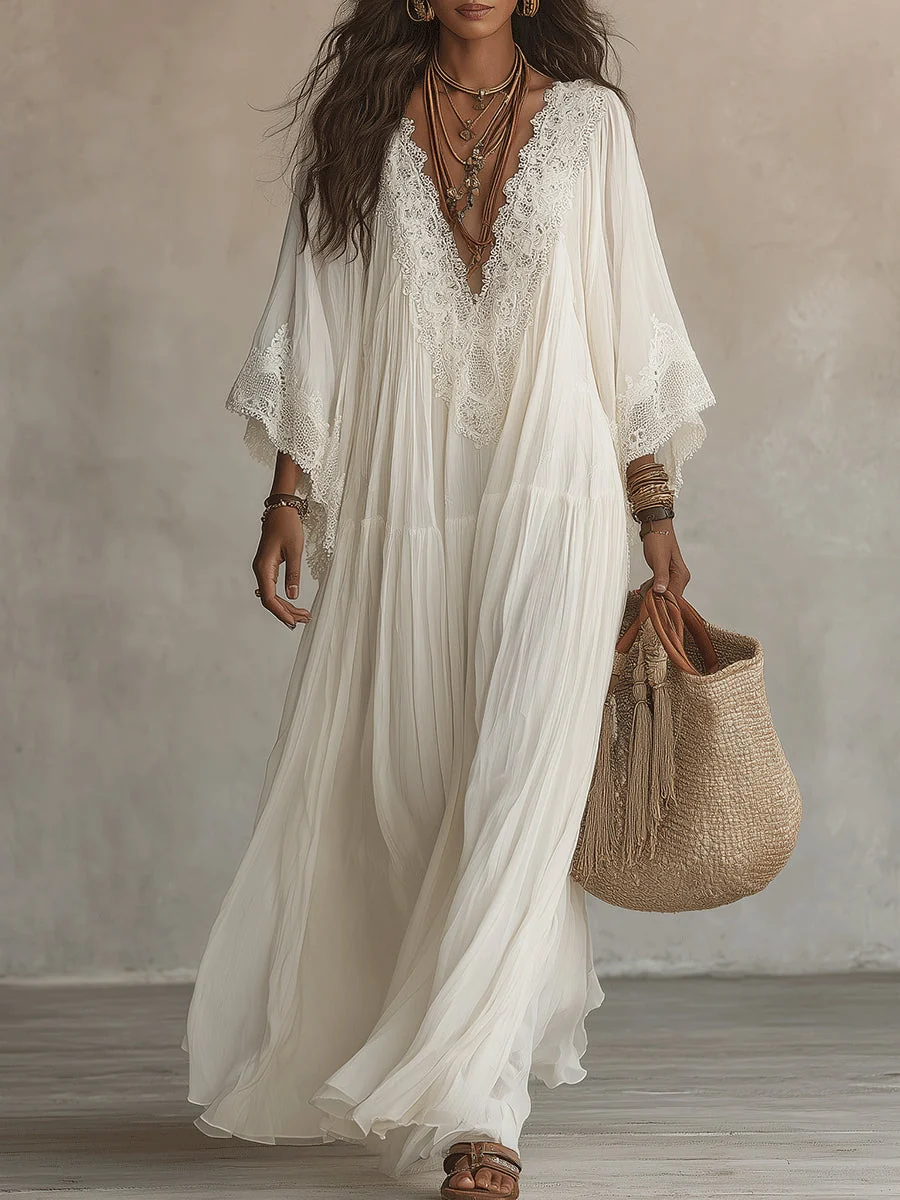 Cassandra - Vestido Longo Chiffon Bege