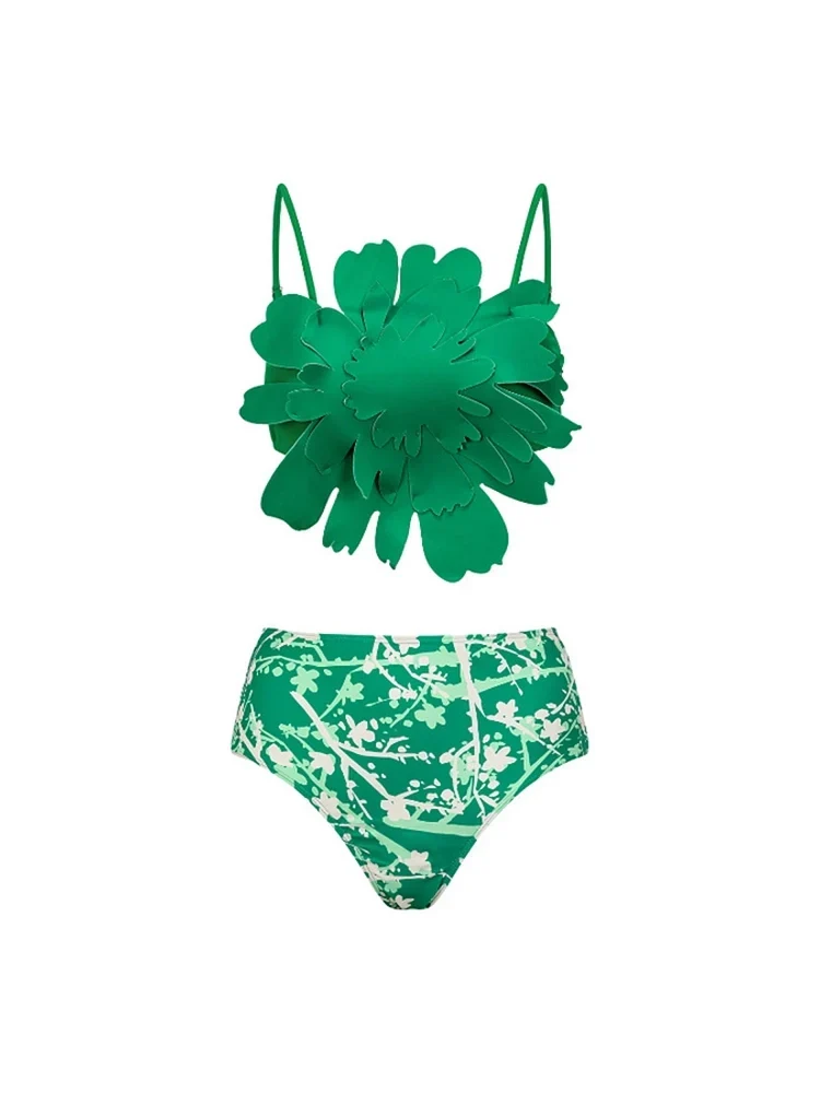 Floral Accent Green Printed Bikini Set - Image 4