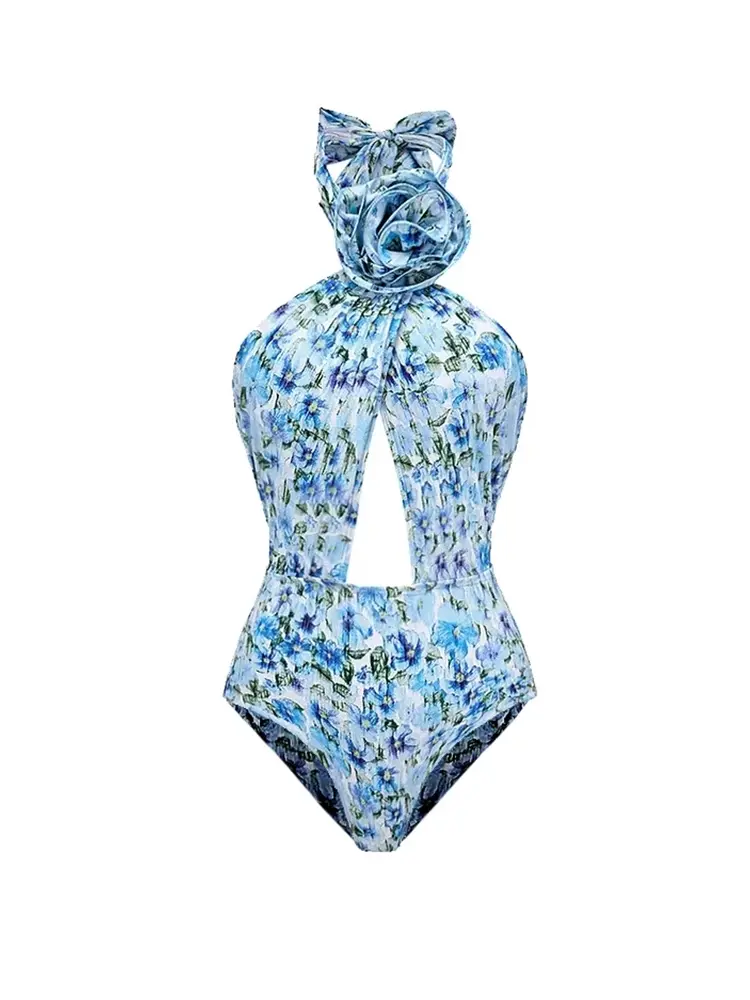 Halter Floral Strapless One-Piece Set - Image 4
