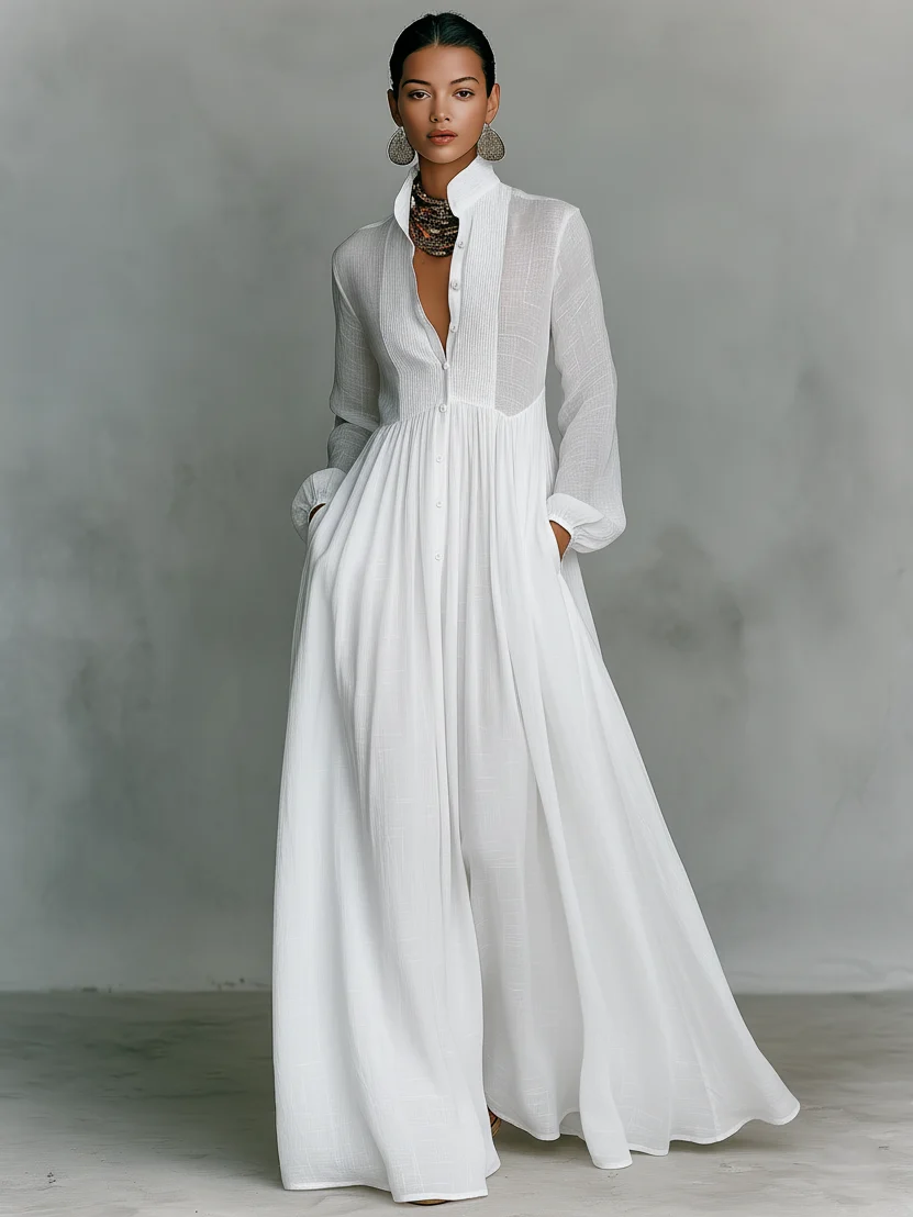 Terra - Maxi Vestido de Linho com Estampa Patchwork - Image 5