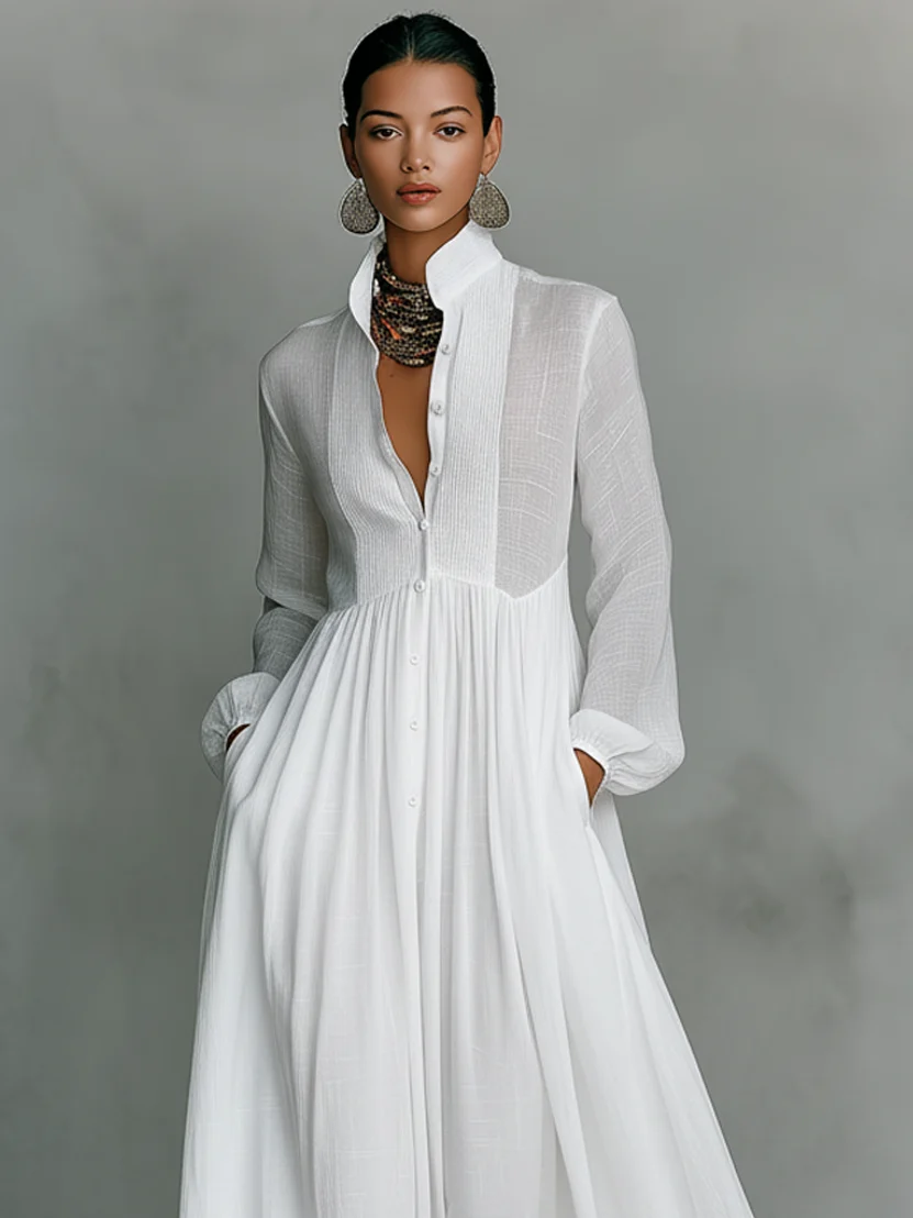 Terra - Maxi Vestido de Linho com Estampa Patchwork - Image 3