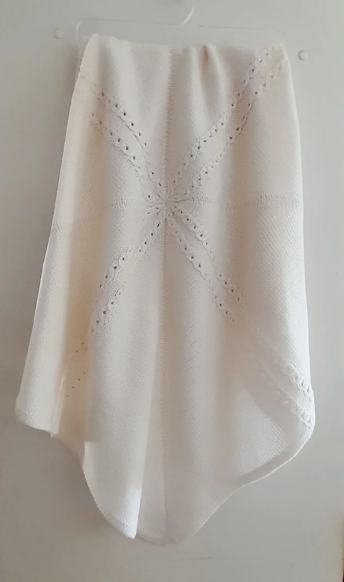 Ivory Wool Knit Baby Blanket - Image 3