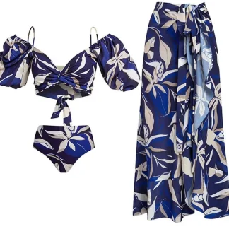 Off-Shoulder Tie-Back Floral Bikini Set