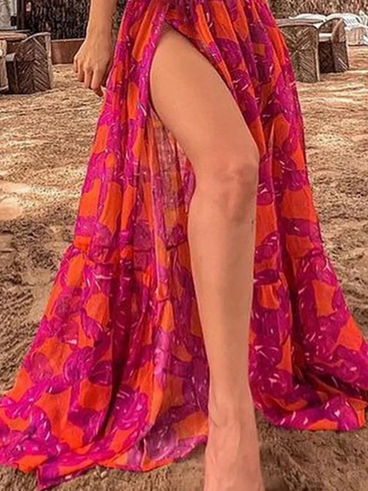 Floral Ruffled High-Waist Bikini Skirt Set - Image 5