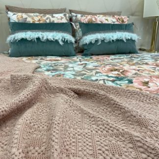Manta Decorativa em Algodão 120x200 Rosa Seco