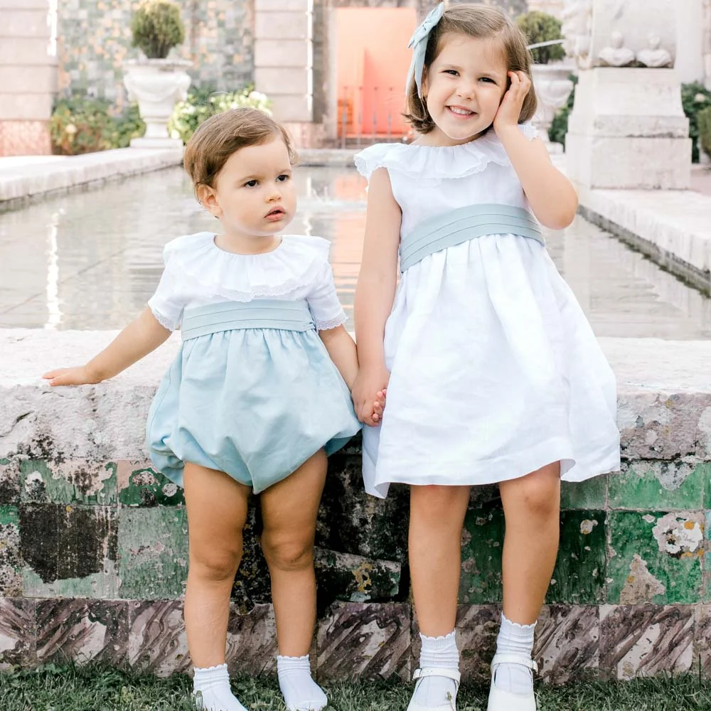 White Linen Dress with V-Back - Image 3