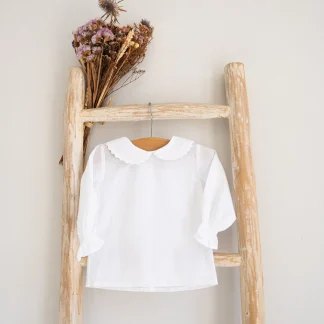 Long-Sleeve Peter Pan Collar Shirt with Ric Rac Trim