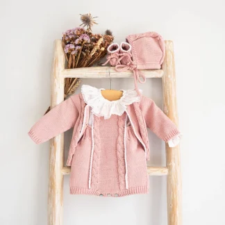 Cotton Knit Baby Romper with Trim