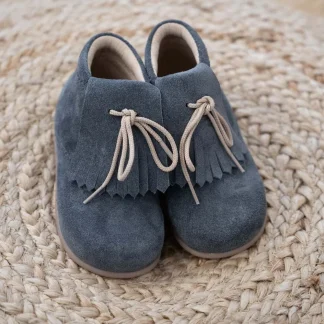 Grey Suede Boots with Removable Fringes