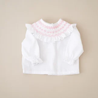 Blouse with Hand-Embroidered Collar