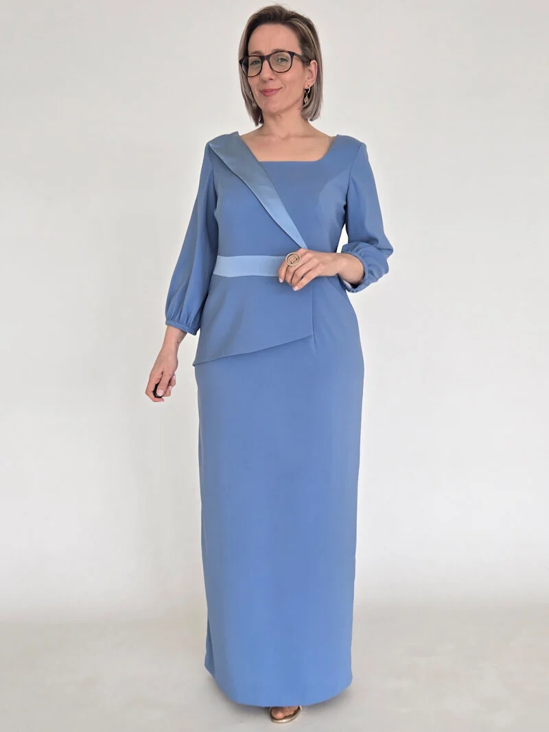 VESTIDO DE CERIMÓNIA ESTRUTURADO EM TOM AZUL - Image 2