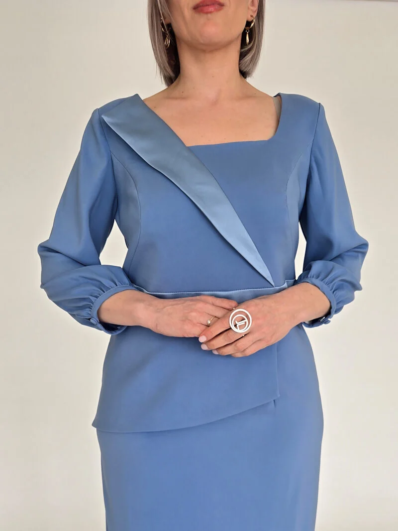 VESTIDO DE CERIMÓNIA ESTRUTURADO EM TOM AZUL - Image 5