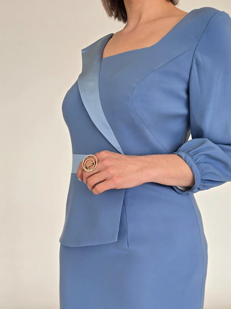 VESTIDO DE CERIMÓNIA ESTRUTURADO EM TOM AZUL - Image 3