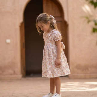 Floral Dress with Ruffle Collar