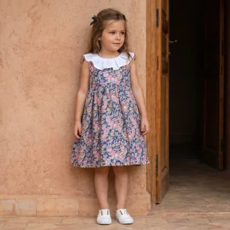 Floral Liberty Dress with White Ruffle Collar